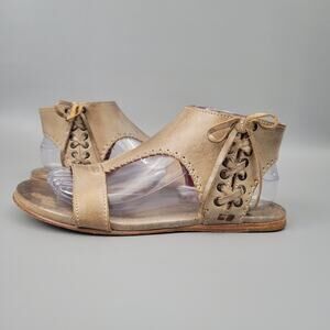 Bed Stu Women Nina Leather Taupe Gladiator Flat Sandals Size 8